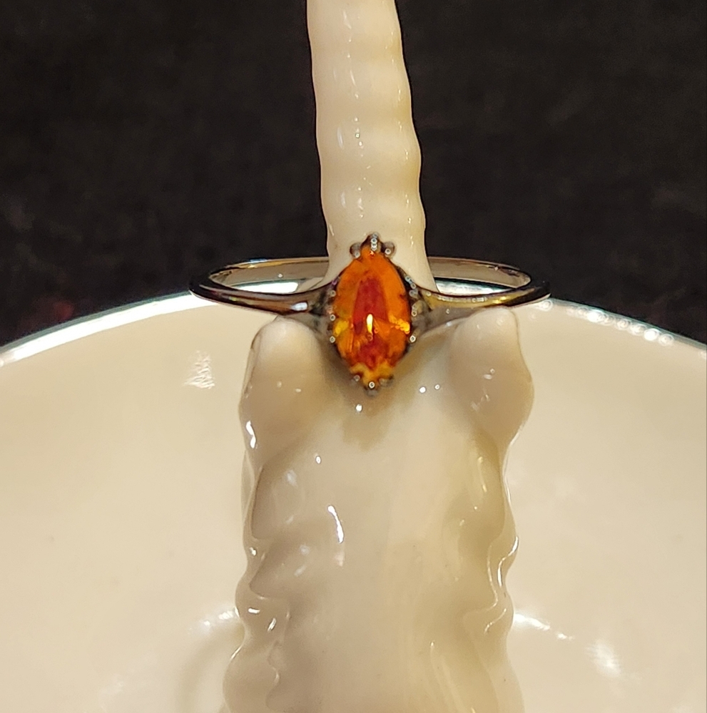 Elegant Orange Iridescent Gemstone Ring